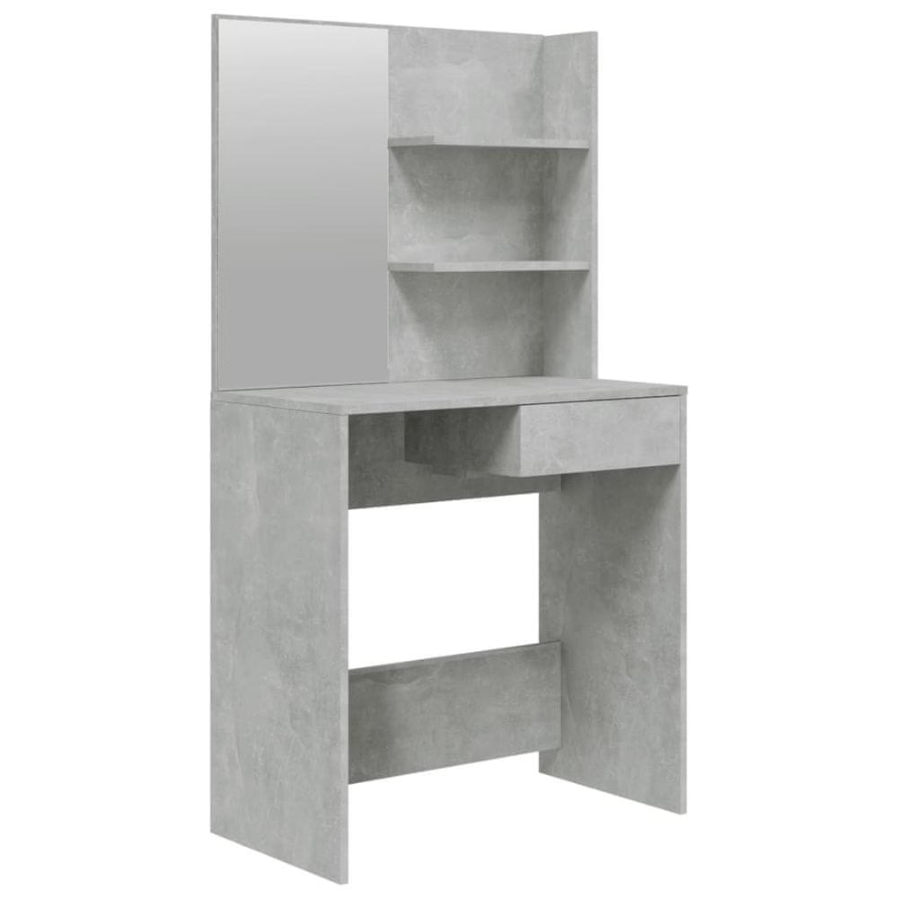 Vidaxl Toaletný stolík so zrkadlom betónový sivý 74,5x40x141 cm